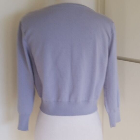 Grey cropped button down Sequin Cardigan,3/4 Slv,S - Picture 4 of 6